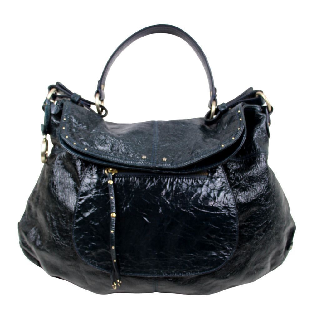 LRG HAYDEN-HARNETT DARK BLUE GENUINE LEATHER TOTE HOBO SHOULDER BAG HANDBAG